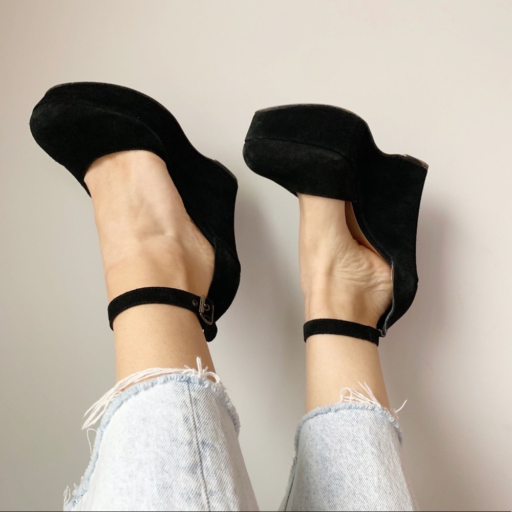 Michael Kors Black Suede Mary Jane Platform Heel 9
